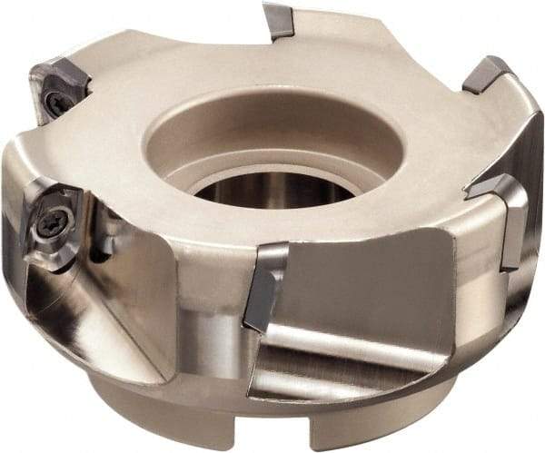 Sumitomo - 6 Inserts, 5" Cut Diam, 1-1/2" Arbor Diam, 1.181" Max Depth of Cut, Indexable Square-Shoulder Face Mill - 2-1/2" High, AECT 1604 Insert Compatibility, Through Coolant, Series WaveMill - Americas Industrial Supply