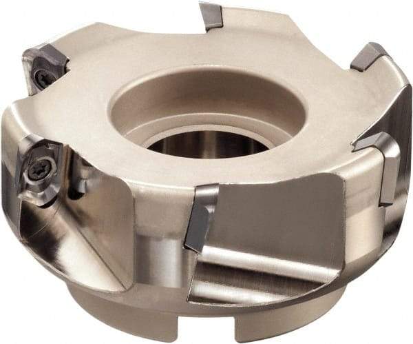 Sumitomo - 3 Inserts, 2-1/2" Cut Diam, 1" Arbor Diam, 0.787" Max Depth of Cut, Indexable Square-Shoulder Face Mill - 2" High, AECT 1604 Insert Compatibility, Through Coolant, Series WaveMill - Americas Industrial Supply