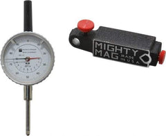 TESA Brown & Sharpe - 0.001" Graduation, 0-100 Dial Reading, Indicator & Base Kit - 4" Base Length x 1" Base Width x 1" Base Height, 2-1/4" Dial Diam - Americas Industrial Supply