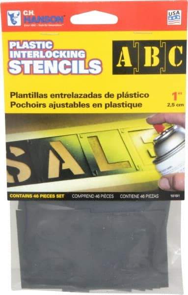 C.H. Hanson - 1 Inch Characters, PVC Plastic Stencil Set - 46 Pieces - Americas Industrial Supply