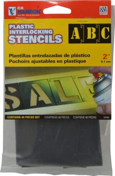 C.H. Hanson - 2 Inch Characters, PVC Plastic Stencil Set - 46 Pieces - Americas Industrial Supply