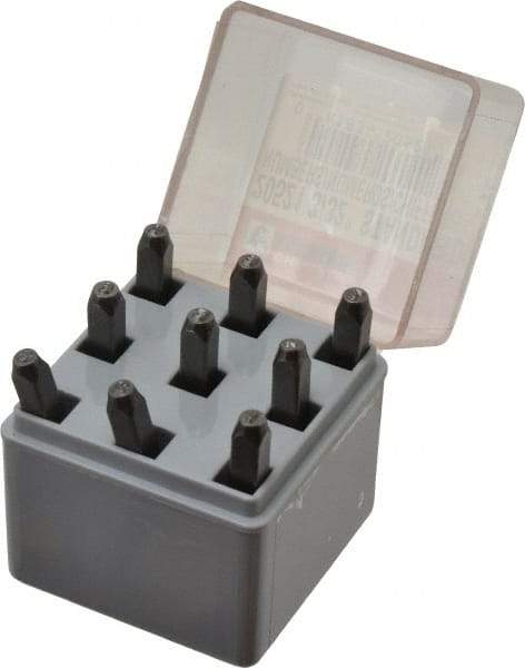 C.H. Hanson - 9 Piece, 3/32" Character Steel Stamp Set - Figures, Standard - Americas Industrial Supply