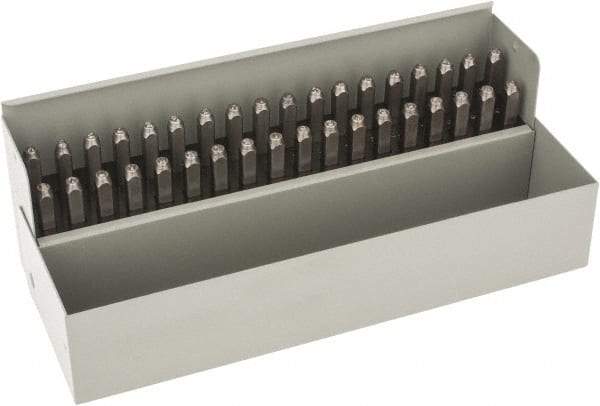 C.H. Hanson - 36 Piece, 3/32" Character Steel Stamp Set - Letters & Figures, Standard - Americas Industrial Supply