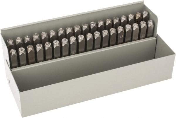 C.H. Hanson - 36 Piece, 1/4" Character Steel Stamp Set - Letters & Figures, Standard - Americas Industrial Supply