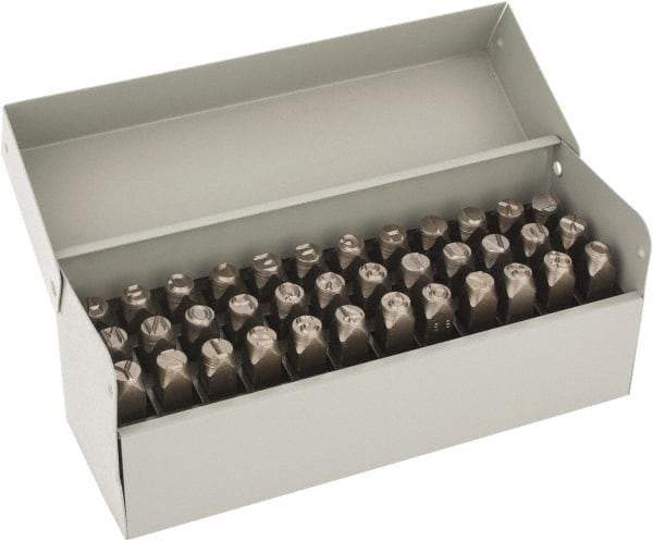 C.H. Hanson - 36 Piece, 3/8" Character Steel Stamp Set - Letters & Figures, Standard - Americas Industrial Supply