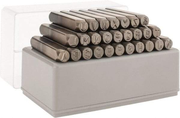 C.H. Hanson - 27 Piece, 1/4" Character Steel Stamp Set - Letters, Heavy Duty - Americas Industrial Supply