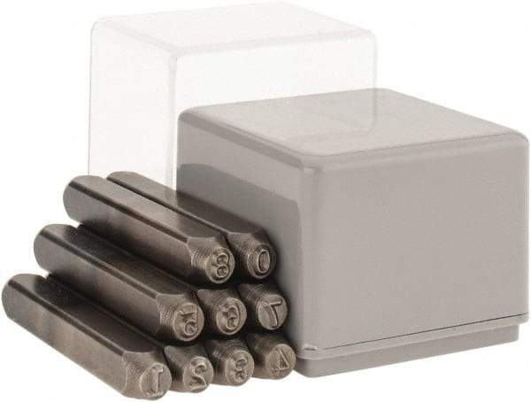 C.H. Hanson - 9 Piece, 3/16" Character Steel Stamp Set - Figures, Heavy Duty - Americas Industrial Supply