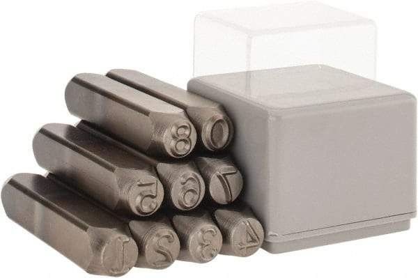 C.H. Hanson - 9 Piece, 3/8" Character Steel Stamp Set - Figures, Heavy Duty - Americas Industrial Supply