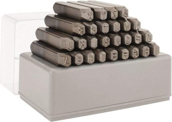 C.H. Hanson - 27 Piece, 1/4" Character Steel Stamp Set - Letters, Low Stress Round Face Full - Americas Industrial Supply