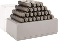 C.H. Hanson - 27 Piece, 1/4" Character Steel Stamp Set - Letters, Low Stress Round Face Full - Americas Industrial Supply