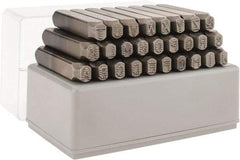 C.H. Hanson - 27 Piece, 1/4" Character Steel Stamp Set - Letters, Low Stress Round Face Dot - Americas Industrial Supply