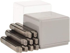 C.H. Hanson - 9 Piece, 1/8" Character Steel Stamp Set - Figures, Low Stress Round Face Dot - Americas Industrial Supply