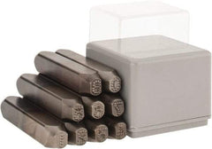C.H. Hanson - 9 Piece, 1/4" Character Steel Stamp Set - Figures, Low Stress Round Face Dot - Americas Industrial Supply