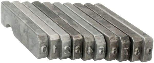 C.H. Hanson - 10 Piece, 1/16 Inch Character, Steel Type Set - 10 Character Capacity, 0-9 Content - Americas Industrial Supply