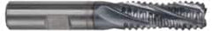 Niagara Cutter - 7/8" Diam, Coarse Pitch, 3-1/2" LOC, 5 Flute Cobalt Roughing Square End Mill - TiCN Finish, 5-3/4" OAL, 3/4" Shank Diam, Single End, Centercutting, 30° Helix - Americas Industrial Supply