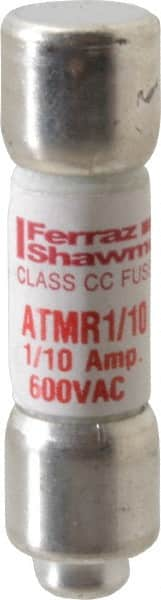 Ferraz Shawmut - 600 VAC/VDC, 0.1 Amp, Fast-Acting General Purpose Fuse - Clip Mount, 1-1/2" OAL, 100 at DC, 200 at AC kA Rating, 13/32" Diam - Americas Industrial Supply