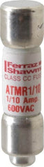 Ferraz Shawmut - 600 VAC/VDC, 0.1 Amp, Fast-Acting General Purpose Fuse - Clip Mount, 1-1/2" OAL, 100 at DC, 200 at AC kA Rating, 13/32" Diam - Americas Industrial Supply