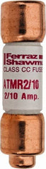 Ferraz Shawmut - 600 VAC/VDC, 0.2 Amp, Fast-Acting General Purpose Fuse - Clip Mount, 1-1/2" OAL, 100 at DC, 200 at AC kA Rating, 13/32" Diam - Americas Industrial Supply