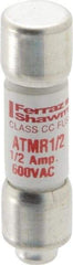 Ferraz Shawmut - 600 VAC/VDC, 0.5 Amp, Fast-Acting General Purpose Fuse - Clip Mount, 1-1/2" OAL, 100 at DC, 200 at AC kA Rating, 13/32" Diam - Americas Industrial Supply