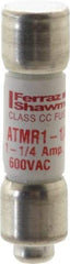 Ferraz Shawmut - 600 VAC/VDC, 1.25 Amp, Fast-Acting General Purpose Fuse - Clip Mount, 1-1/2" OAL, 100 at DC, 200 at AC kA Rating, 13/32" Diam - Americas Industrial Supply