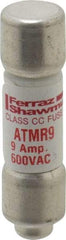 Ferraz Shawmut - 600 VAC/VDC, 9 Amp, Fast-Acting General Purpose Fuse - Clip Mount, 1-1/2" OAL, 100 at DC, 200 at AC kA Rating, 13/32" Diam - Americas Industrial Supply