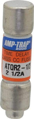 Ferraz Shawmut - 300 VDC, 600 VAC, 2.5 Amp, Time Delay General Purpose Fuse - Clip Mount, 1-1/2" OAL, 100 at DC, 200 at AC kA Rating, 13/32" Diam - Americas Industrial Supply