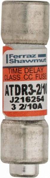 Ferraz Shawmut - 300 VDC, 600 VAC, 3.2 Amp, Time Delay General Purpose Fuse - Clip Mount, 1-1/2" OAL, 100 at DC, 200 at AC kA Rating, 13/32" Diam - Americas Industrial Supply