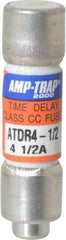 Ferraz Shawmut - 300 VDC, 600 VAC, 4.5 Amp, Time Delay General Purpose Fuse - Clip Mount, 1-1/2" OAL, 100 at DC, 200 at AC kA Rating, 13/32" Diam - Americas Industrial Supply