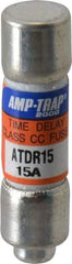 Ferraz Shawmut - 300 VDC, 600 VAC, 15 Amp, Time Delay General Purpose Fuse - Clip Mount, 1-1/2" OAL, 100 at DC, 200 at AC kA Rating, 13/32" Diam - Americas Industrial Supply