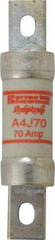 Ferraz Shawmut - 300 VDC, 600 VAC, 70 Amp, Fast-Acting General Purpose Fuse - Clip Mount, 4-5/8" OAL, 100 at DC, 200 at AC kA Rating, 1-1/8" Diam - Americas Industrial Supply