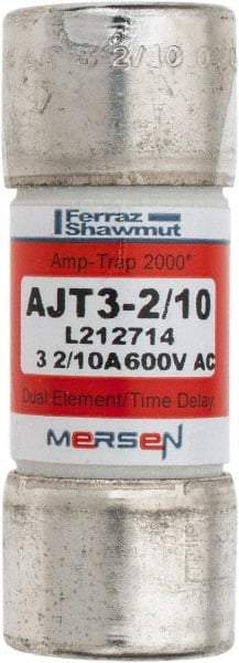 Ferraz Shawmut - 500 VDC, 600 VAC, 3.2 Amp, Time Delay General Purpose Fuse - Clip Mount, 2-1/4" OAL, 100 at DC, 200 at AC, 300 (Self-Certified) kA Rating, 13/16" Diam - Americas Industrial Supply