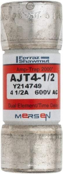 Ferraz Shawmut - 500 VDC, 600 VAC, 4.5 Amp, Time Delay General Purpose Fuse - Clip Mount, 2-1/4" OAL, 100 at DC, 200 at AC, 300 (Self-Certified) kA Rating, 13/16" Diam - Americas Industrial Supply