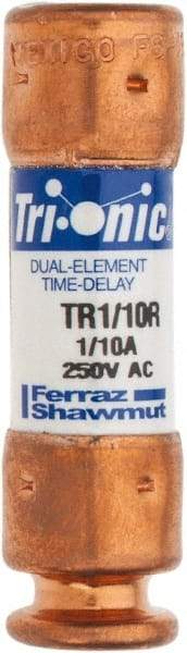 Ferraz Shawmut - 250 VAC/VDC, 0.1 Amp, Time Delay General Purpose Fuse - Clip Mount, 50.8mm OAL, 20 at DC, 200 at AC kA Rating, 9/16" Diam - Americas Industrial Supply