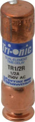 Ferraz Shawmut - 250 VAC/VDC, 0.5 Amp, Time Delay General Purpose Fuse - Clip Mount, 50.8mm OAL, 20 at DC, 200 at AC kA Rating, 9/16" Diam - Americas Industrial Supply