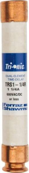 Ferraz Shawmut - 600 VAC/VDC, 1.25 Amp, Time Delay General Purpose Fuse - Clip Mount, 127mm OAL, 20 at DC, 200 at AC kA Rating, 13/16" Diam - Americas Industrial Supply