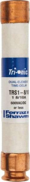 Ferraz Shawmut - 600 VAC/VDC, 1.8 Amp, Time Delay General Purpose Fuse - Clip Mount, 127mm OAL, 20 at DC, 200 at AC kA Rating, 13/16" Diam - Americas Industrial Supply