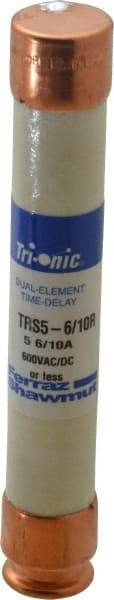 Ferraz Shawmut - 600 VAC/VDC, 5.6 Amp, Time Delay General Purpose Fuse - Clip Mount, 127mm OAL, 20 at DC, 200 at AC kA Rating, 13/16" Diam - Americas Industrial Supply