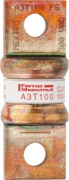 Ferraz Shawmut - 160 VDC, 300 VAC, 100 Amp, Fast-Acting General Purpose Fuse - Bolt-on Mount, 2-5/32" OAL, 200 at AC, 50 at DC kA Rating, 13/16" Diam - Americas Industrial Supply