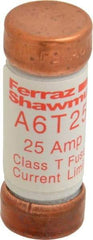 Ferraz Shawmut - 300 VDC, 600 VAC, 25 Amp, Fast-Acting General Purpose Fuse - Clip Mount, 1-1/2" OAL, 100 at DC, 200 at AC kA Rating, 9/16" Diam - Americas Industrial Supply