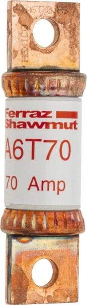 Ferraz Shawmut - 300 VDC & 600 VAC, 70 Amp, Fast-Acting General Purpose Fuse - Bolt-on Mount, 75mm OAL, 100 at DC, 200 at AC kA Rating, 13/16" Diam - Americas Industrial Supply