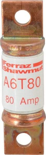 Ferraz Shawmut - 300 VDC & 600 VAC, 80 Amp, Fast-Acting General Purpose Fuse - Bolt-on Mount, 75mm OAL, 100 at DC, 200 at AC kA Rating, 13/16" Diam - Americas Industrial Supply