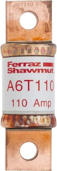 Ferraz Shawmut - 300 VDC, 600 VAC, 110 Amp, Fast-Acting General Purpose Fuse - Bolt-on Mount, 3-1/4" OAL, 100 at DC, 200 at AC kA Rating, 1-1/16" Diam - Americas Industrial Supply