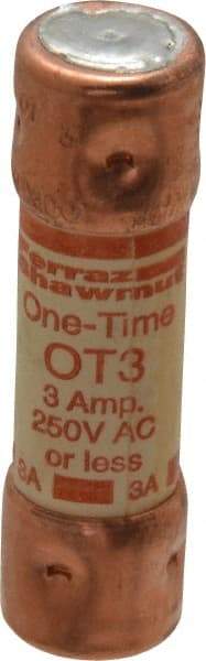 Ferraz Shawmut - 250 VAC/VDC, 3 Amp, Fast-Acting General Purpose Fuse - Clip Mount, 50.8mm OAL, 20 at DC, 50 at AC kA Rating, 9/16" Diam - Americas Industrial Supply