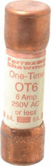 Ferraz Shawmut - 250 VAC/VDC, 6 Amp, Fast-Acting General Purpose Fuse - Clip Mount, 50.8mm OAL, 20 at DC, 50 at AC kA Rating, 9/16" Diam - Americas Industrial Supply