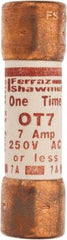 Ferraz Shawmut - 250 VAC/VDC, 7 Amp, Fast-Acting General Purpose Fuse - Clip Mount, 50.8mm OAL, 20 at DC, 50 at AC kA Rating, 9/16" Diam - Americas Industrial Supply