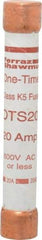 Ferraz Shawmut - 300 VDC, 600 VAC, 20 Amp, Fast-Acting General Purpose Fuse - Clip Mount, 127mm OAL, 20 at DC, 50 at AC kA Rating, 13/16" Diam - Americas Industrial Supply