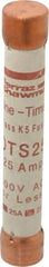 Ferraz Shawmut - 300 VDC, 600 VAC, 25 Amp, Fast-Acting General Purpose Fuse - Clip Mount, 127mm OAL, 20 at DC, 50 at AC kA Rating, 13/16" Diam - Americas Industrial Supply