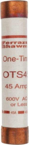 Ferraz Shawmut - 300 VDC, 600 VAC, 45 Amp, Fast-Acting General Purpose Fuse - Clip Mount, 5-1/2" OAL, 20 at DC, 50 at AC kA Rating, 1-1/16" Diam - Americas Industrial Supply