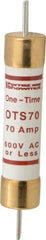 Ferraz Shawmut - 300 VDC, 600 VAC, 70 Amp, Fast-Acting General Purpose Fuse - Clip Mount, 7-7/8" OAL, 20 at DC, 50 at AC kA Rating, 1-5/16" Diam - Americas Industrial Supply