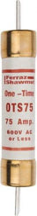 Ferraz Shawmut - 300 VDC, 600 VAC, 75 Amp, Fast-Acting General Purpose Fuse - Clip Mount, 7-7/8" OAL, 20 at DC, 50 at AC kA Rating, 1-5/16" Diam - Americas Industrial Supply